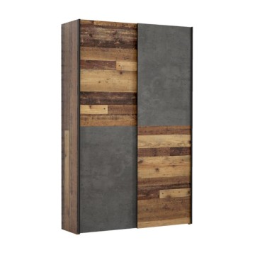 Armadio 2 ante scorrevoli 120x42x190.5H colore quercia e grigio cemento Zeno