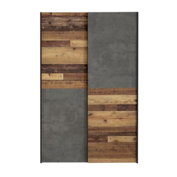Armadio 2 ante scorrevoli 120x42x190.5H colore quercia e grigio cemento Zeno