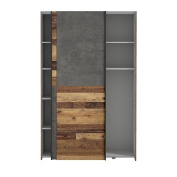 Armadio 2 ante scorrevoli 120x42x190.5H colore quercia e grigio cemento Zeno