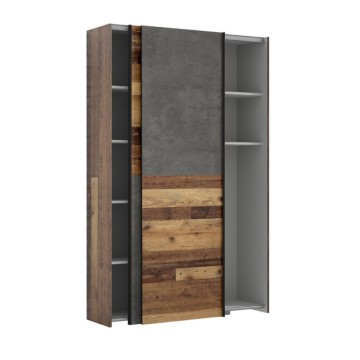 Armadio 2 ante scorrevoli 120x42x190.5H colore quercia e grigio cemento Zeno