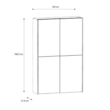 Armadio 2 ante scorrevoli 120x42x190.5H colore quercia e grigio cemento Zeno