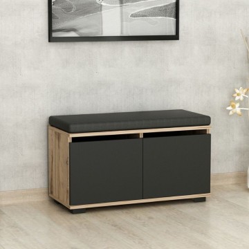 Scarpiera con pouff Dragoshoe noce e nero