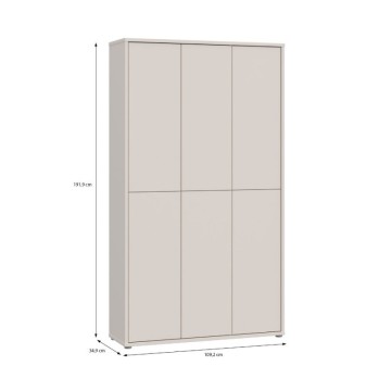 Armadio multiuso 6 ante 109x35x192 colore cashmere Medea