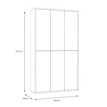 Armadio multiuso 6 ante 109x35x192 colore grigio chiaro Medea
