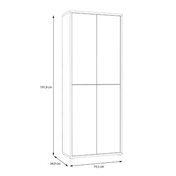Armadio multiuso 4 ante 74.5x35x192 colore grigio chiaro Medea