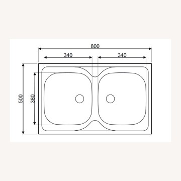 Lavello doppia vasca 80x50 cm satinato - Samet N214