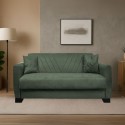 Divano letto 2 posti con contenitore in tessuto colore verde 146x82x85H Rianna