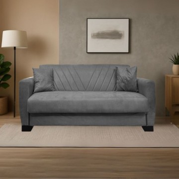 Divano letto 2 posti con contenitore in tessuto colore grigio 146x82x85H Rianna