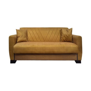 Divano letto 2 posti con contenitore in tessuto colore giallo 146x82x85H Rianna