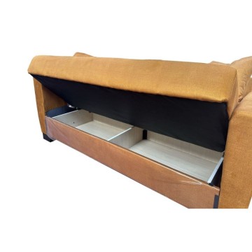 Divano letto 2 posti con contenitore in tessuto colore giallo 146x82x85H Rianna