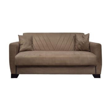 Divano letto 2 posti con contenitore in tessuto colore marrone 146x82x85H Rianna