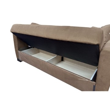 Divano letto 2 posti con contenitore in tessuto colore marrone 146x82x85H Rianna