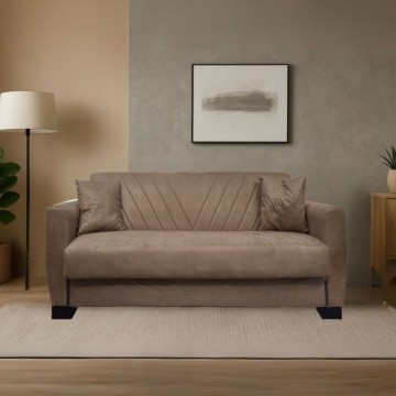 Divano letto 2 posti con contenitore in tessuto colore marrone 146x82x85H Rianna