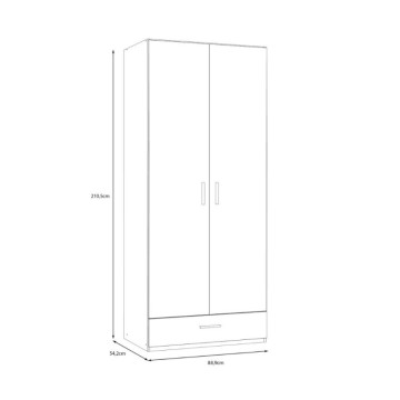 Armadio 2 ante 1 cassetto colore rovere 89x54x210.5H Arcadia