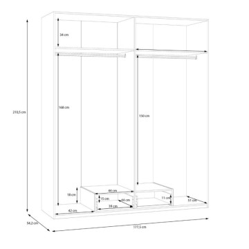 Armadio 4 ante 1 cassetto colore bianco 177.5x54x210.5H Arcadia