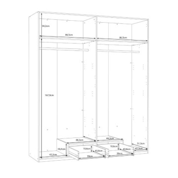 Armadio 4 ante 1 cassetto colore rovere 177.5x54x210.5H Arcadia