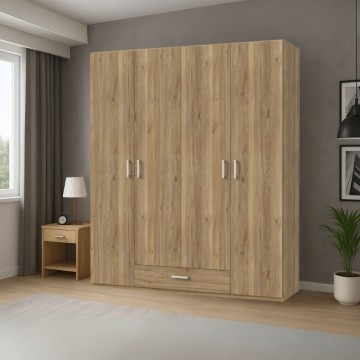 Armadio 4 ante 1 cassetto colore rovere 177.5x54x210.5H Arcadia