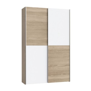 Armadio 2 ante scorrevoli 120x42x190.5H colore rovere e bianco Zeno