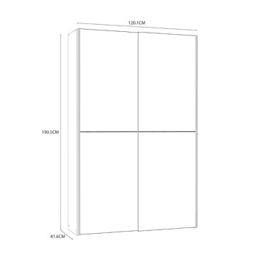 Armadio 2 ante scorrevoli 120x42x190.5H colore rovere e bianco Zeno