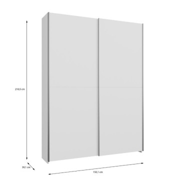 Armadio 2 ante scorrevoli 150x39x210 colore bianco Nico