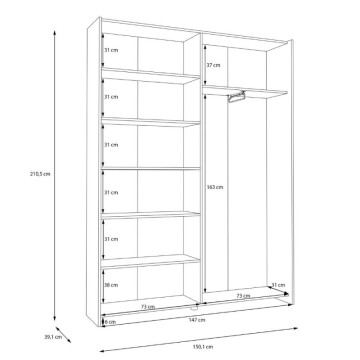 Armadio 2 ante scorrevoli 150x39x210 colore bianco Nico