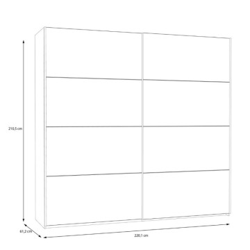 Armadio 2 ante scorrevoli rovere e bianco 170x61x210.5H Elio