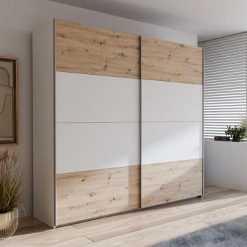 Armadio 2 ante scorrevoli rovere e bianco 170x61x210.5H Elio