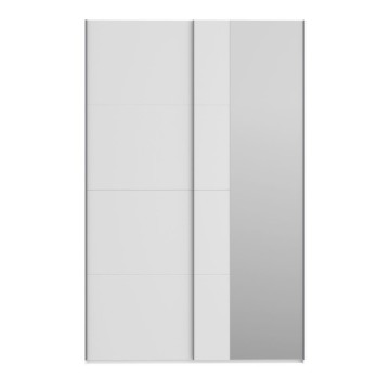 Armadio 2 ante scorrevoli e specchio 150x61x235H colore bianco Afra