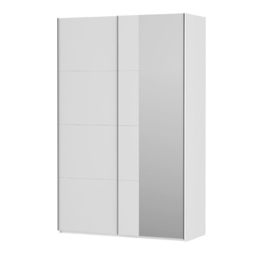 Armadio 2 ante scorrevoli e specchio 150x61x235H colore bianco Afra