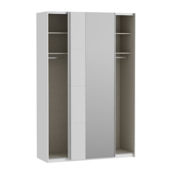 Armadio 2 ante scorrevoli e specchio 150x61x235H colore bianco Afra