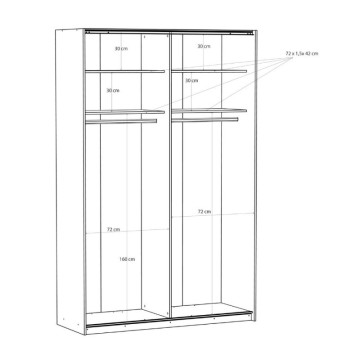 Armadio 2 ante scorrevoli e specchio 150x61x235H colore bianco Afra