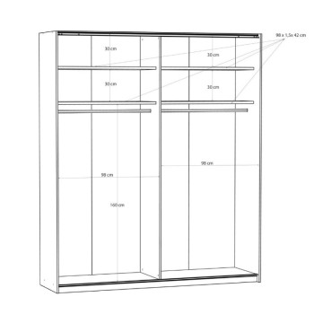 Armadio 2 ante scorrevoli 200x61x235H colore bianco Afra