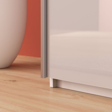 Armadio 2 ante scorrevoli e specchio 200x61x235H colore bianco Afra