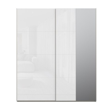 Armadio 2 ante scorrevoli e specchio 200x61x235H colore bianco Afra