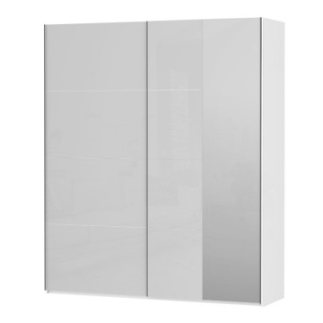 Armadio 2 ante scorrevoli e specchio 200x61x235H colore bianco Afra