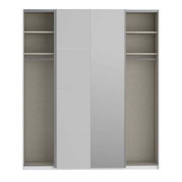 Armadio 2 ante scorrevoli e specchio 200x61x235H colore bianco Afra