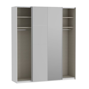 Armadio 2 ante scorrevoli e specchio 200x61x235H colore bianco Afra