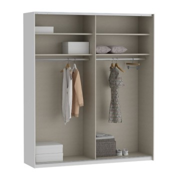 Armadio 2 ante scorrevoli e specchio 200x61x235H colore bianco Afra