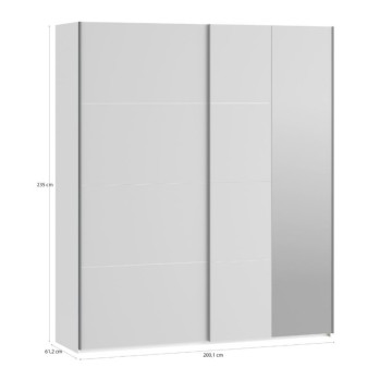Armadio 2 ante scorrevoli e specchio 200x61x235H colore bianco Afra