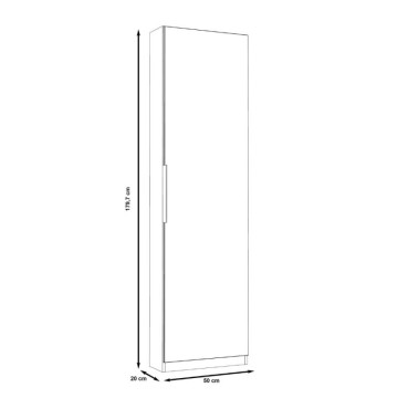 Scarpiera con anta a specchio reversibile colore bianco 50x20x180H Nyx