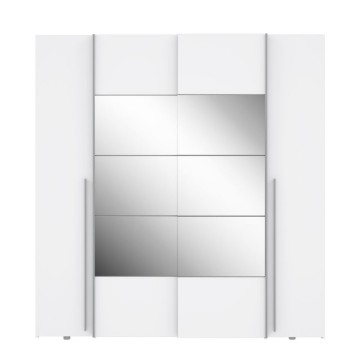 Armadio con 2 ante scorrevoli e 2 battenti con specchio 270x61x210 colore bianco Callia