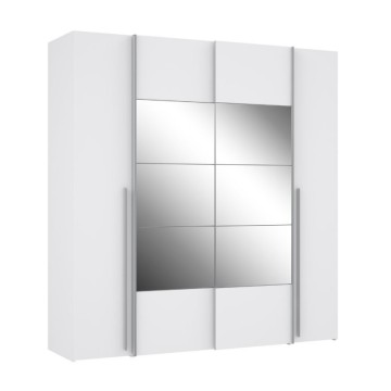 Armadio con 2 ante scorrevoli e 2 battenti con specchio 270x61x210 colore bianco Callia