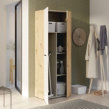 Armadio multiuso 2 ante rovere con anta bianca 68x36.5x181H Teodoro