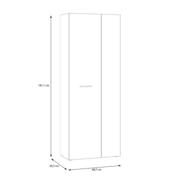 Armadio multiuso 2 ante rovere con anta bianca 68x36.5x181H Teodoro