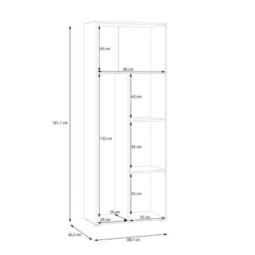 Armadio multiuso 2 ante rovere con anta bianca 68x36.5x181H Teodoro