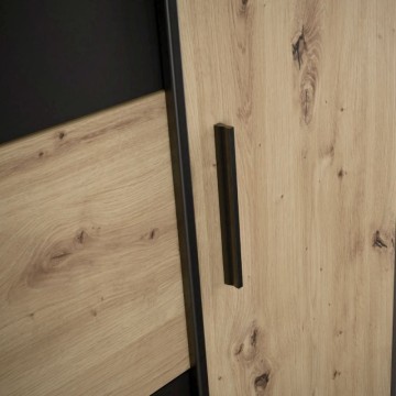 Armadio 4 ante rovere e nero con ante scorrevoli e battenti 200x61x190H Teodoro