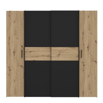 Armadio 4 ante rovere e nero con ante scorrevoli e battenti 200x61x190H Teodoro