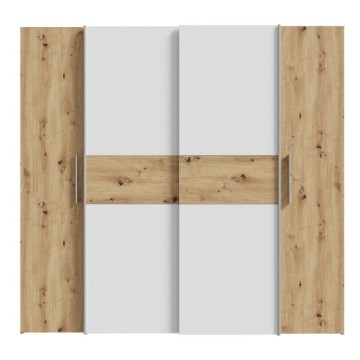 Armadio 4 ante rovere e bianco con ante scorrevoli e battenti 200x61x190H Teodoro