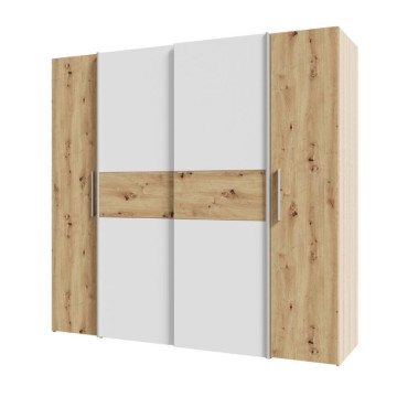 Armadio 4 ante rovere e bianco con ante scorrevoli e battenti 200x61x190H Teodoro