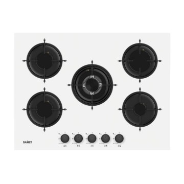 Piano cottura in vetro bianco 5 fuochi Minerva70 Samet